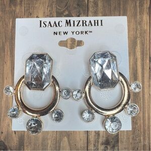 Isaac Mizrahi Gold/ Chrystal Drop Earrings New
